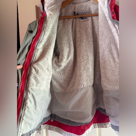 Columbia Interchange Jacket Women s Large Red Core Full Zip 3 in 1 Hooded Fleece - Picture 3 of 6